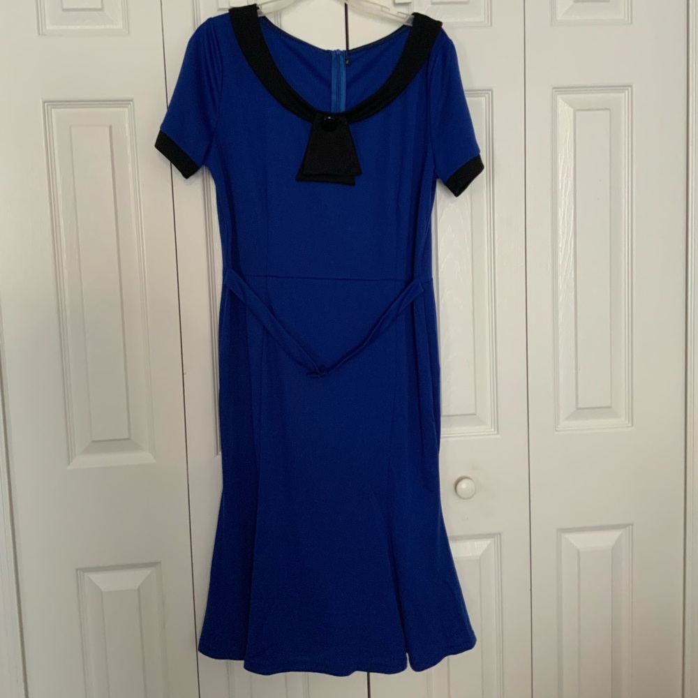 Blue XL Long Deep Blue Sailor Style Dress - No Brand